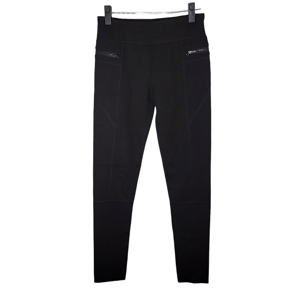 EAKA 4 Black Stretch Bodycon Activewear Ankle Pants Leggings Zip & Pockets NWT